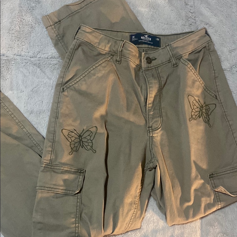 Butterfly Embroidered Cargo Pants